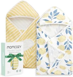 momcozy Lot de 2 Serviettes de Bain bébé à Capuche|Serviette avec Capuche en éponge de Coton|Grande Taille 90x90 cm|pour garçons/Filles de la Naissance à la Petite enfance, Feuilles de citronnier