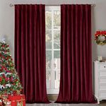 BGment Red Velvet Curtains 84 Inch for Bedroom, Thick Thermal Insulated Blackout Curtains Noise Reduce Back Tab and Rod Pocket Christmas Panels for Living Room, Set of 2 Panels, 52 x 84 Inch