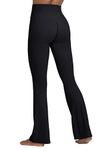 Sunzel Sunzfly Hidden Butt Scrunch Flare Leggings for Women, Mini Flared Yoga Pants with Tummy Control and High Waist 30" Black Large