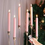 Eywamage Pink Honeycomb Flameless Taper Candles with Remote, Real Wax Flickering Battery LED Candlesticks Set of 6