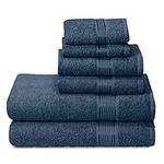 GLAMBURG Ultra Soft 6 Pack Cotton Towel Set, Contains 2 Bath Towels 28x55 inches, 2 Hand Towels 16x24 inches & 2 Wash Coths 12x12 inches, Ideal Everyday use, Compact & Lightweight - Mineral Blue