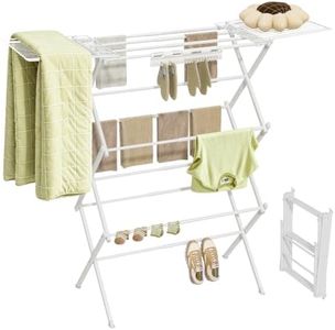 BUKFEN Expandable Clothes Drying Rack with Hook Bar, 3-Tier, Camping