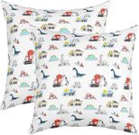 Construction Throw Pillow Covers 18"x18" Set of 2 Soft Equipment Trucks Dinosaur Decorative Throw Pillowcases Kids 3D Digital Print Pillow Cases Cushion Covers Construction Vehicles Cushion Cases