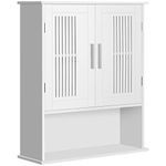 kleankin Modern Bathroom Cabinet, Wall Mounted Medicine Cabinet, Storage Organizer with 2 Door Cabinet and Shelf, White