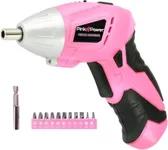 Pink Power Cordless Screwdriver Set - 3.6V Electric Screwdriver Rechargeable Screw Gun Kit - Automatic Mini Pink Drill Set for Women - Portable Small Drill Battery Powered Screwdriver LED Light