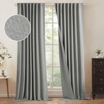 Gray Curtains 100% Linen Blackout Curtains for Bedroom 96 Inch Length 2 Panels Set Back Tab Nautral Farmhouse Living Room Darkening Curtains Thermal Insulated Black Out Drapes,52x96, Dove Grey