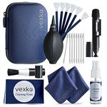 Vexko Camera Cleaning Kit for DSLR Cameras | Traveling Pouch + Camera Lens Cleaner Solution & Wipes + Microfiber Cleaning Cloths + Air Blower Nozzle + Sensor Cleaning Tissues&Swabs + Lens Pen + Brush