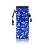 Orchidtent Water Bottle Sleeve, Protable Neoprene Insulated Water Bottle Cooler Cooler Carrier Cover Sleeve Tote Bag Pouch Holder Strap for Kid Children Women Men Biker (Blue Shark)