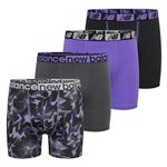 New Balance Boys' 3.5" Underwear, Performance Boxer Brief Trunk (4 Pack), Electric Thunderbolt Camo/Electric Indigo/Magnet/Black, Large