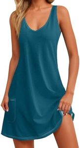 Womens Summer Dresses 2025 Casual V Neck Sleeveless Sundresses Flowy Beach Boho Tank Dress with Pockets