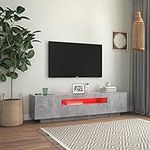 Gecheer TV Cabinet with LED Lights TV Cabinet with Ample Space HiFi Cabinet Modern Console Cabinet Stand Cabinet TV Stand TV Unit for Bedroom Living Room CD Cabinet Furniture Concrete Grey 160x35x40cm