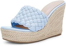 Ermonn Womens Platform Wedge Sandals Espadrilles Braided Open Toe Slip On Summer Mule High Heels