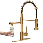 Gimili Brushed Gold Drinking Water Faucet 3 in1 Commercial Style Pull-Down Single Handle Filter Kitchen Faucet for Water Filtration System