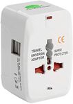 Universal Travel Plug Adapter Worldwide International All in One Portable Travel Adapter Wall AC Power Plug Adapter Wall Charger with Dual USB Charging Ports for USA EU UK AUS Cell Phone Mobile Laptop