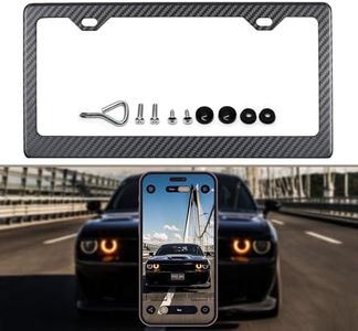 100% Real 3k Twill Weave Carbon Fiber Car License Plate Frame, UV Protection, Front Rear Universal Fit USA Canada Mexico Standard Size tag Holder (Glossy Black)
