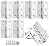 Anstore 8 Pcs Door Hinges 75mm, Folding Butt Hinges, Stainless Steel Door Hinges for Wood Home Furniture Hardware, Thickened Ball Bearing Hinges with 60 Screws, for Window, Cabinets, Wooden Boxes