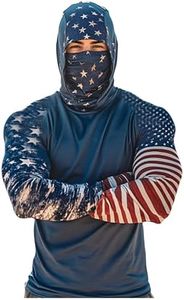 Men' Performance Fishing Hoodie Shirt UPF 50+ Sun Protection Long Sleeve UV SPF T-Shirts Rash Guard with Face Mask