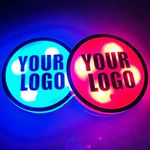 NewL Custom logo Led Cup Holder Lights, 2 Pieces Personalized Car Cup Holder led Lights with 7 Colors USB Charging Mat Cup Pad Coaster Insert LED Interior Atmosphere Lamps