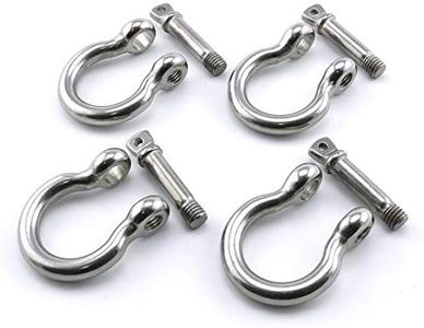 4 Pcs Stainless Steel Anchor Shackle 1/4", Heavy Duty Bow Shackle Lifting Sailing Bracelet Anchor Chain, Screw Pin Hardware Rigging for Chains Wirerope Lifting Paracord Outdoor Camping Survival Rop