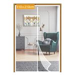 Yotache Fly Screen Door 110 x 210 cm, Reinforced Polyester Anti-Tearing Insect Fly Mesh for Back Door Pet Friendly Easy to Install, White