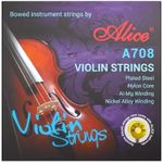 Violin Strings, Alice 4/4 Violin Strings Full Set Nylon Core Al-Mg & Ni-Fe Winding with Ball End, 1 Set