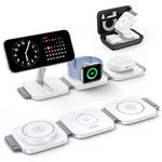 JARGOU 3 in 1 Wireless Charger,Foldable Travel Wireless Charger Station for iPhone 15/14/13/12 Series, Apple Watch Charger for iWatch 9/Ultra 2/Ultra/8/7/6/SE/5/4/AirPods 2/3/Pro