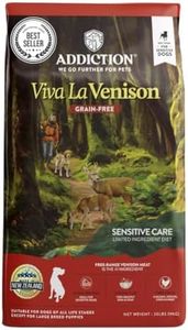 Addiction Viva La Venison Premium Grain-Free Dry Dog Food - Single Protein & Novel Meat with Probiotics - No Chicken, Beef, or Turkey - Ideal for All Dogs & Puppies 20lb