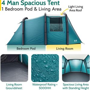 Trail Brazen 4-Person Air Tent – Spacious Family Camping Shelter