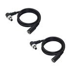 SinLoon 2Pack 90 Degree DC Extension Cable,DC 5.5mm X 2.1mm Right Angle L-Shape Male To Female 18AWG Connector Cable With Lock Nut For DC 5V/12V Power Adapter,CCTV Security Camera-0.5M