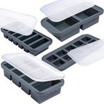 Souper Cubes Gift Set - 2 Tbsp, 1/2, 1 and 2 Cup Silicone Freezer Trays With Lids - Meal Prep and Kitchen Storage Solutions - Charcoal