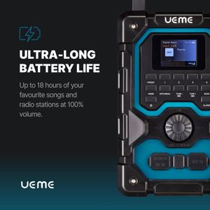 UEME 16W Cordless Site Radio – Portable Bluetooth, Blue