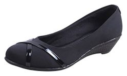 Right Steps Women's Black Leather Ballet Flats -6 UK (39 EU)(S6_BL-6)