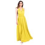 FYMNSI Women Elegant Evening Prom Dress Convertible Multiway Wrap Party Wedding Bridesmaid Dress Floor Length High Waist Bandage Formal Cocktail Pageant Long Maxi Dresses Yellow XL