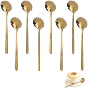 5" Gold Coffee Spoons 8Pcs 5.25" - Gold Tea Spoons Small Coffee Spoons for Coffee Bar - Espresso Spoons Dessert Spoons for Tea - Coffee Stirring Spoon 5 in Small Gold Spoons for Coffee Small Spoons