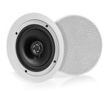 Pyle Home 5.25â Pair Bluetooth Flush Mount In-wall In-ceiling 2-Way Speaker System Quick Connections Changeable Round/Square Grill Polypropylene Cone & Polymer Tweeter Stereo Sound 150 Watt (PDICBT552RD)