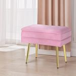 Artiss Ottoman Storage Foot Stool Bench Velvet Stripe Foot Rest Padded Seat Pink