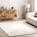 nuLOOM Loni Solid Machine Washable Shag Area Rug, 6' x 9', White