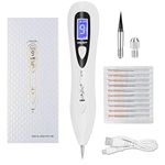 Skin Tags Remover Pen, VOONEEN Mole Remover with 9 Strength Levels &LED Spotlight, Portable Rechargeable Skin Tag Removal Pen for Wart, Freckle, Nevus, Dark Spot and Small Tattoo (White)