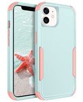 BENTOBEN Case for iPhone 12/12 Pro 6.1-Inch, Heavy Duty 3 in 1 Full Body Rugged Non Slip Shockproof Hard PC Soft TPU Bumper Drop Protective Women Men Phone Cover for iPhone 12/12 Pro, Green/Pink