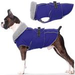 Lelepet Warm Dog Coat, Windproof Reflective Dog Fleece Lined Vest, Dog Jacket Winter Coat Dog Cold Weather Coats with Adjustable Buckle, Dog Snowsuit Dog Coat for Small Medium Large Dogs, Blue M