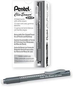 Pentel Clic Eraser Grip, Retractable Eraser, Black Barrel, Box of 12 (ZE22A)