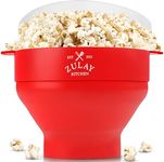 Zulay Kitchen Large Microwave Popcorn Maker - Silicone Popcorn Popper Microwave Collapsible Bowl With Lid - Family Size Microwave Popcorn Bowl - (Red)