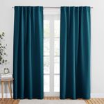 PONY DANCE Blackout Curtains 84 Inches Long, Ink Blue Blackout Curtains for Bedroom - 2 Panels, 52x84 Inch, Room Darkening Curtains for Living Room, Back Tab and Rod Pocket Black Curtains