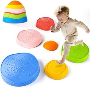 Oranmew Stepping Stones for Kids – Toddler Stepping Stones for Balance and Sensory Play, Non-Slip Indoor and Outdoor Balance Toys for Boys and Girls Age 3+, Stackable 6 Pcs Set