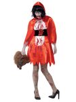 Smiffys Zombie Little Miss Hood Costume, Red with Dress & Cape, Halloween Zombie Alley Fancy Dress, Halloween Dress Up Costumes