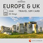Europe UK Travel SIM Card (12 GB, 3