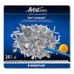 STAEDTLER 100 G24 Mars Lumograph Graphite Pencils for Drawing & Sketching - Assorted Degrees, 12B-10H (Tin of 24), Blue