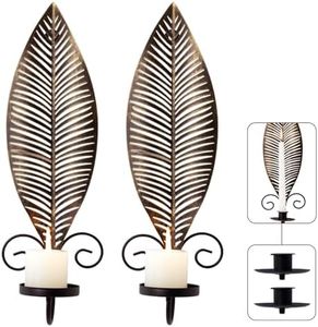 Vintage Iron Black Gold Wall Candle Holder Set of 2,Victorian Metal Wall Mounted Candlestick,Taper & Pillar Wall Candle Holder,Brass Baroque Decor Sconce for Bedroom Hallways Fireplace(Black Gold)