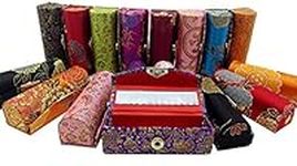 Easybuystore Lipstick Case 3pcs /Set Lipstick Case with Mirror,satin Silky Fabric with Gorgeous Design ,Random Assorted Colors, Jewelry Box