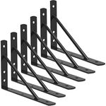 DIAMOND BRAND Shelf Brackets 12 Inch Heavy Duty Metal Shelf Holders, Industrial Rustic Farmhouse Iron Floating Shelf Bracket for Open Shelving, Right Angle L Brackets for Wall Mounted Shelves(6 Pack).